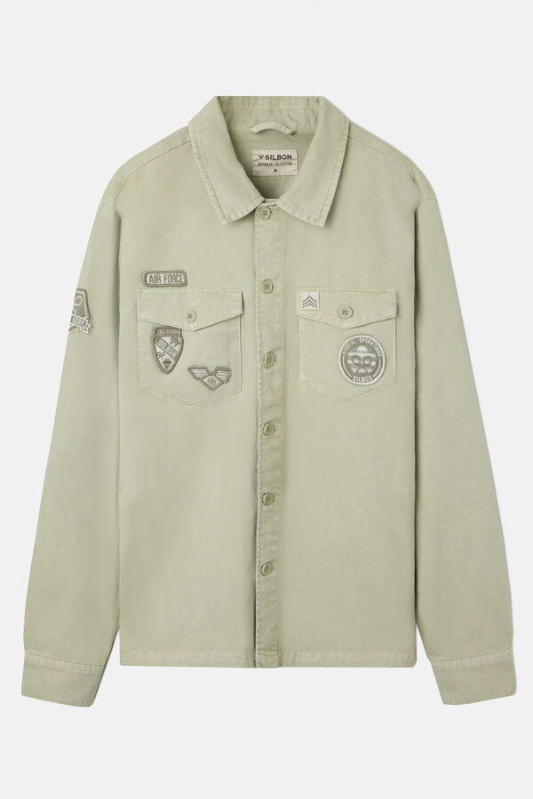 Silbon Sobrecamisa desgastada parches Verde