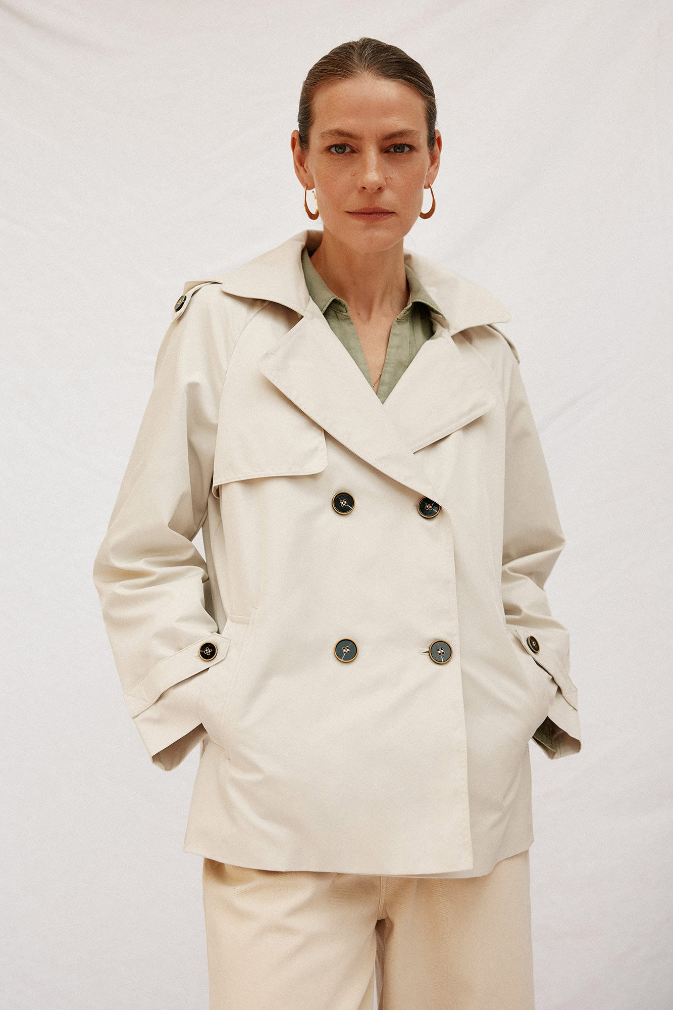 Cortefiel Short flared trench coat