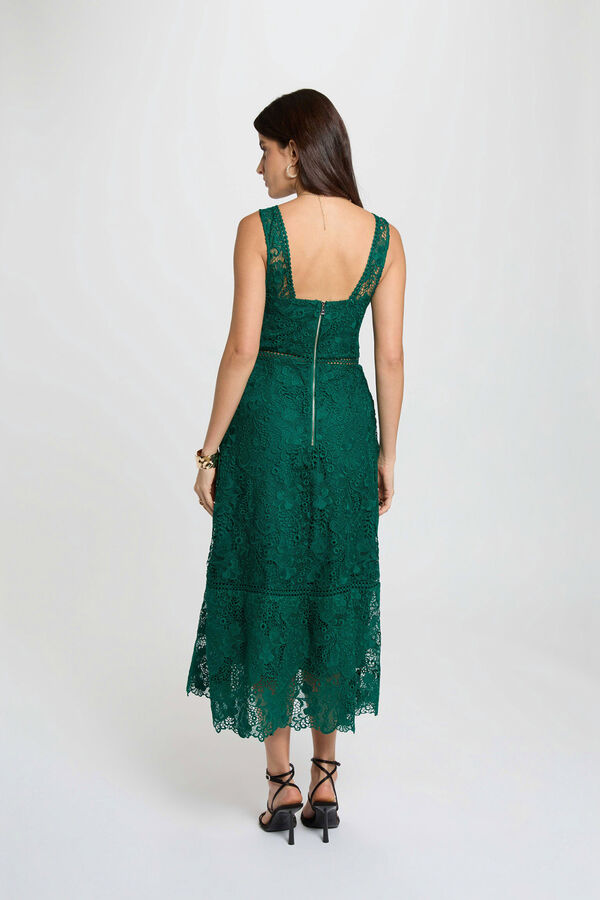 Morgan Vestido comprido de renda Verde