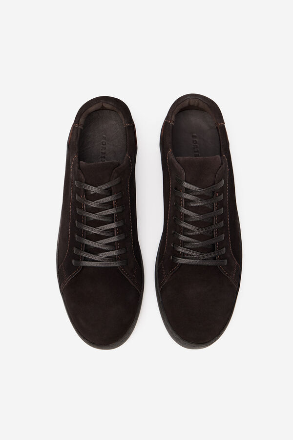Cortefiel Leather sneaker Dark brown
