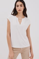 Cortefiel Top chain detail White