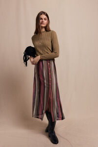 Slowlove Falda capa de punto rayas