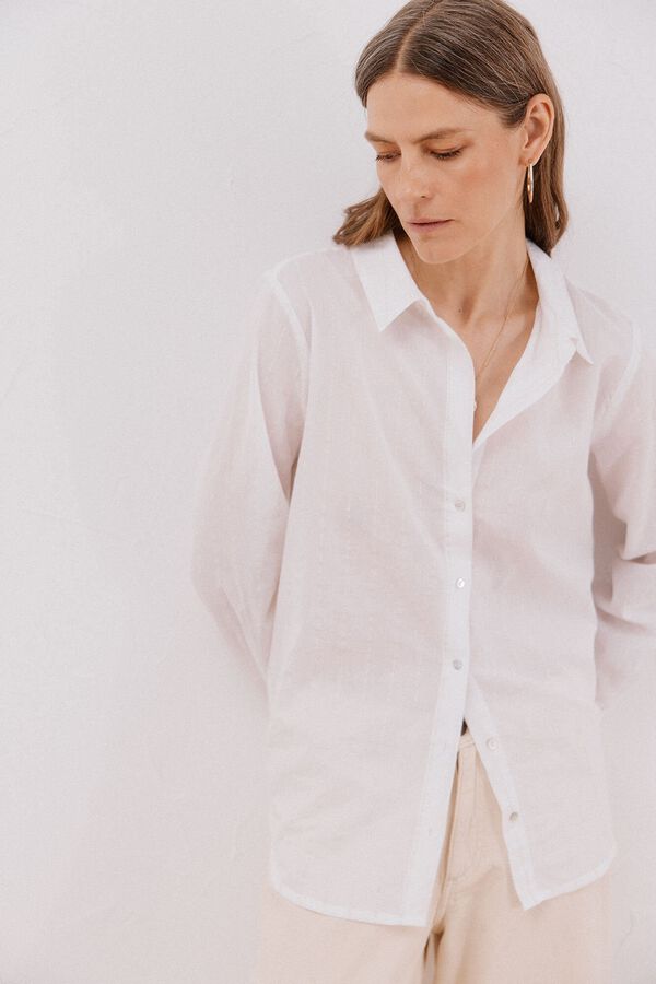 Cortefiel striped cotton shirt White