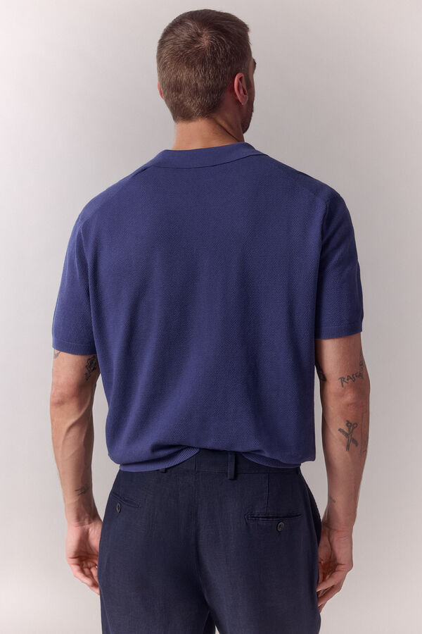 OOTO Polo de malha com estrutura de manga curta Azul