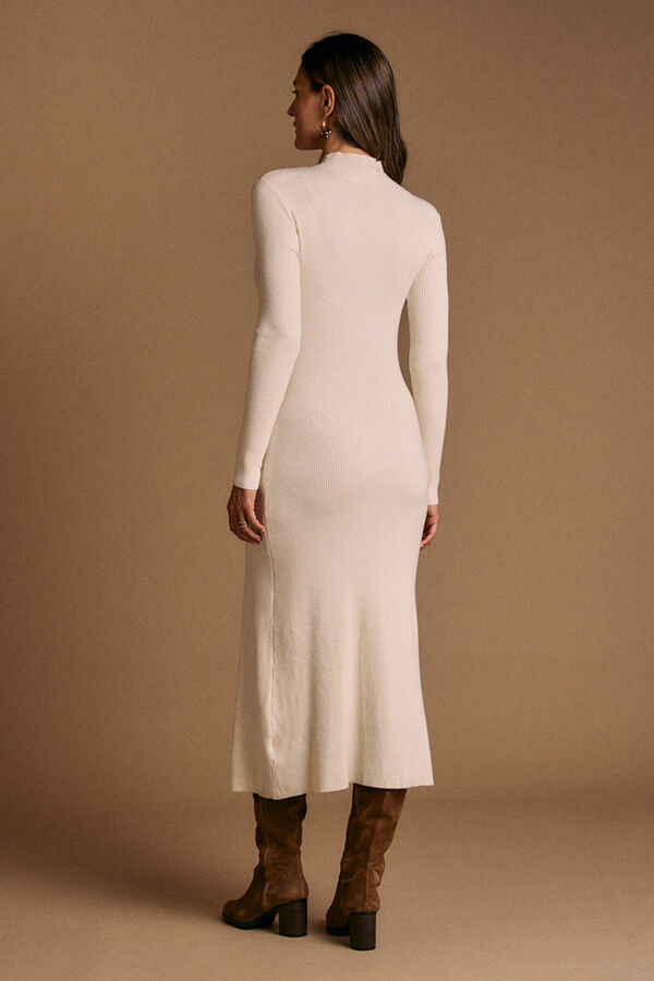 Polín Et Moi Vestido midi de malha Marta Ecru