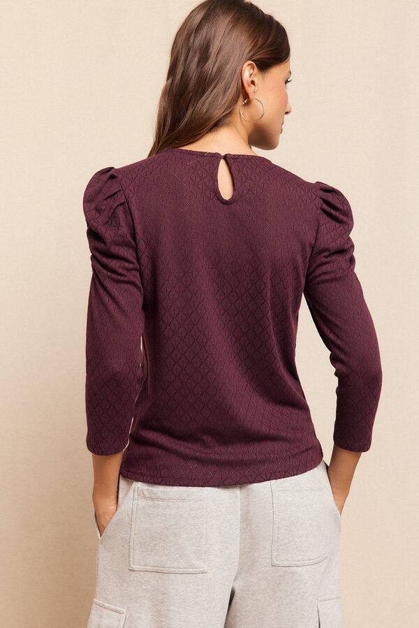 Slowlove Top estructura manga abullonada Vino
