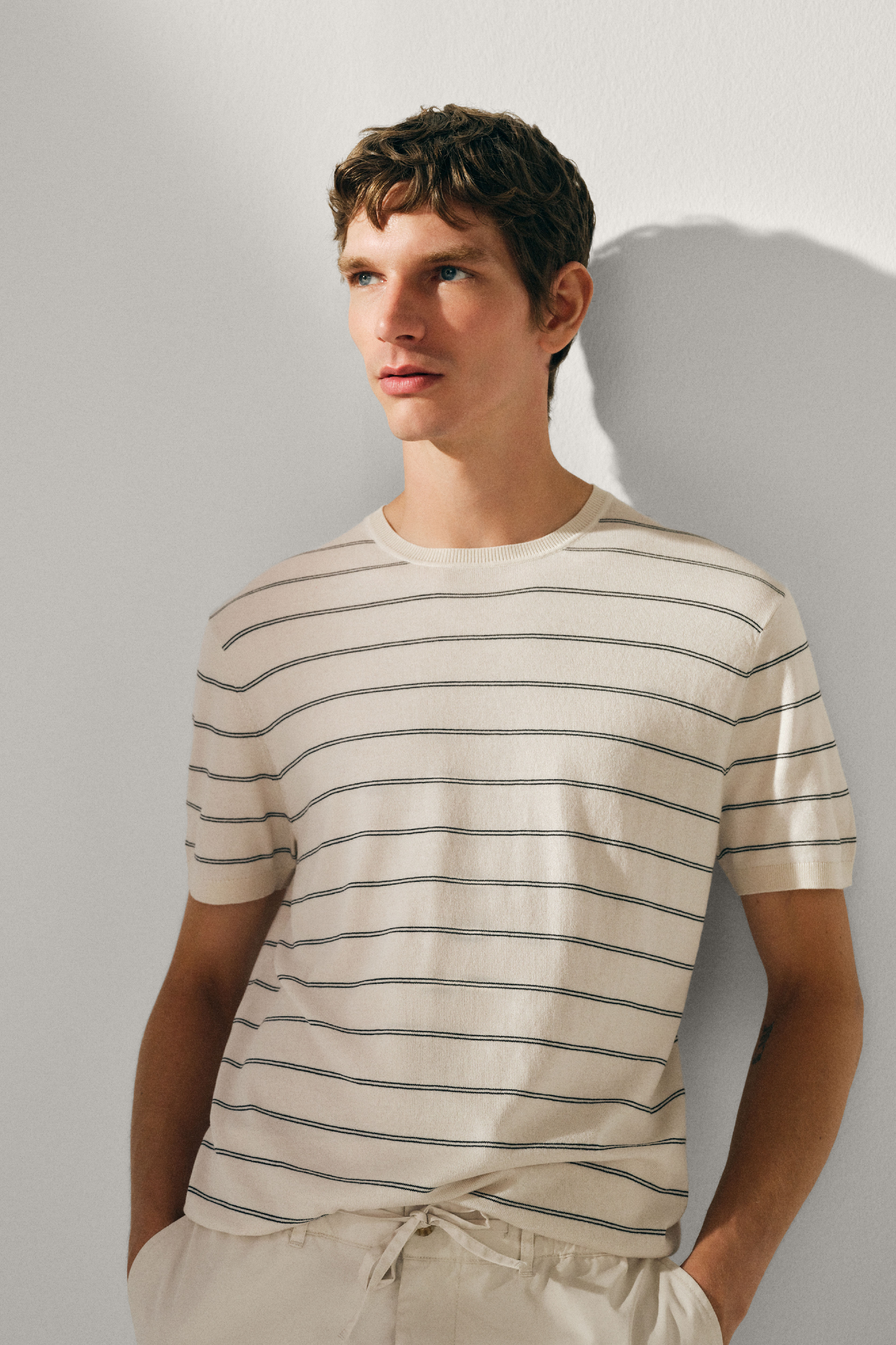 Cortefiel Striped cotton short sleeve jersey-knit T-shirt