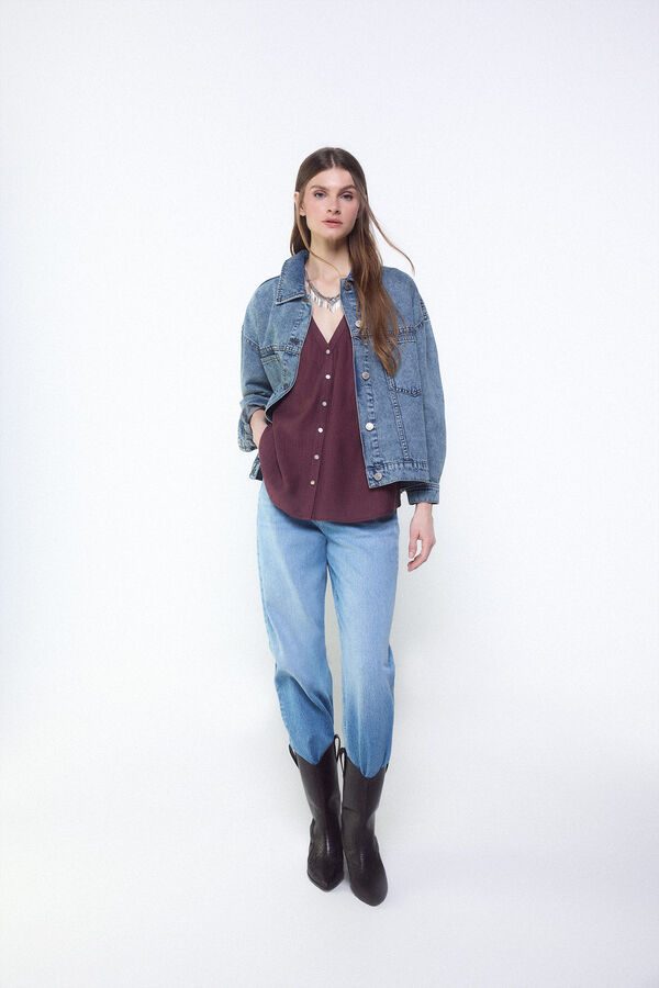 Slowlove Blusa plisada fluida Vino