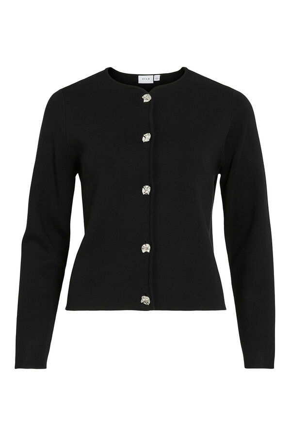 Vila Casaco de malha com bot&otilde;es e viscose Preto