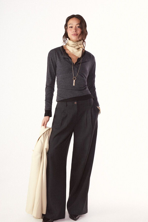 Slowlove Pantal&oacute;n pinzas recto Cinzento