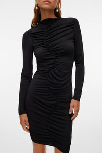 Cortefiel Short dress with long sleeve Black