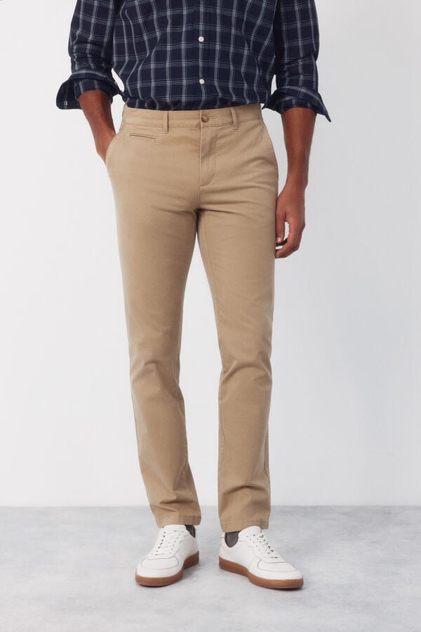 Cortefiel Slim fit chinos Beige