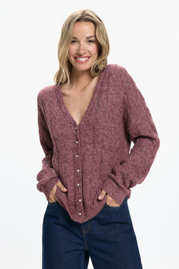 Vero Moda Cárdigan botones perla Fucsia