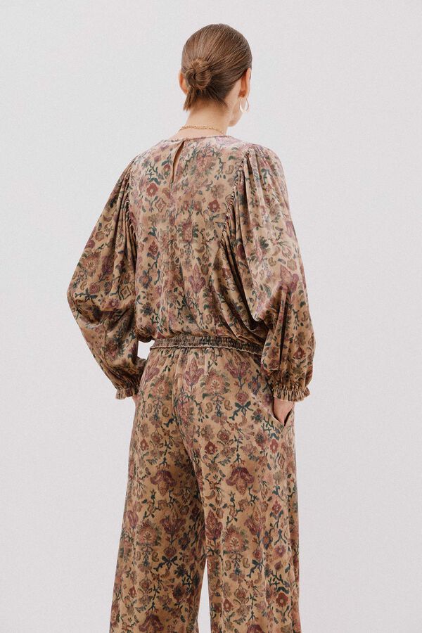 Cortefiel Printed velvet blouse Yellow