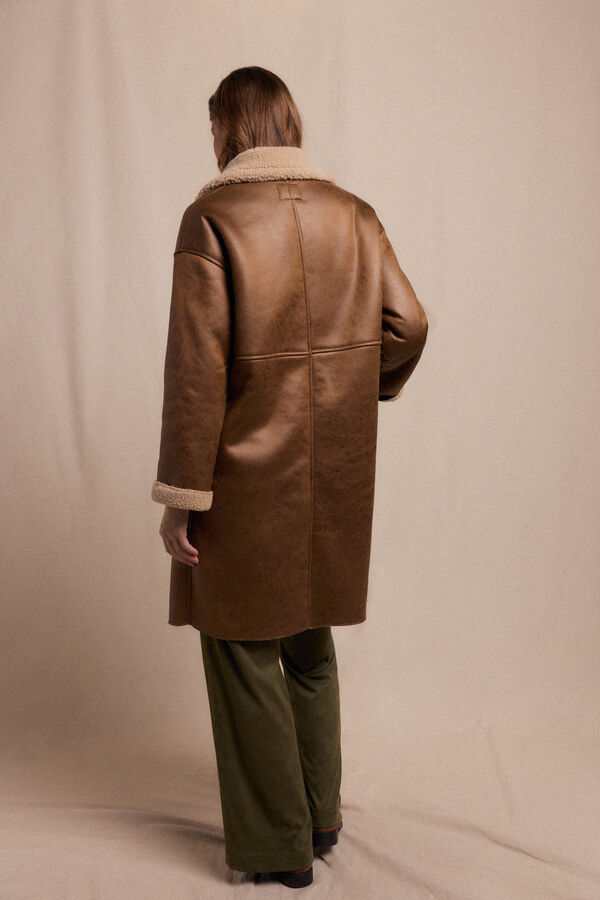 Slowlove Sobretudo longo com efeito dupla face Tostado