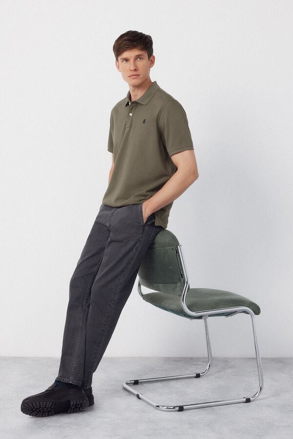 Cortefiel Basic piqu&eacute; polo shirt Kaki