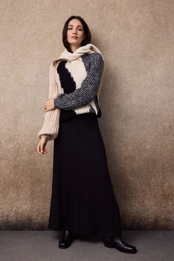 Slowlove Falda capa de punto Negro