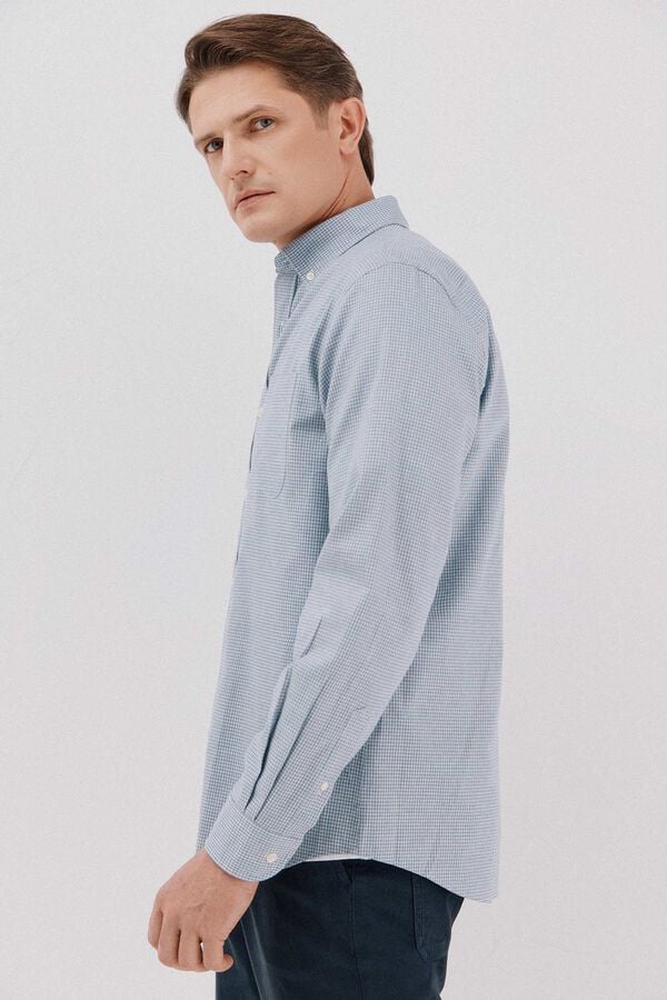 Cortefiel Checked twill shirt Blue