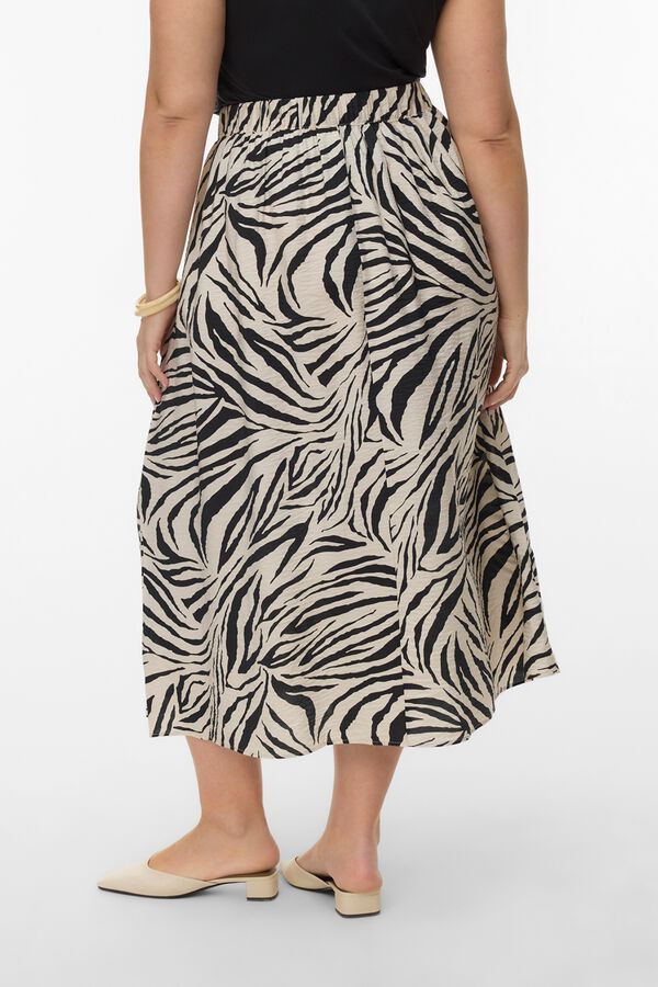 Vero Moda Curve Saia 7/8 estampada tamanho grande Tostado