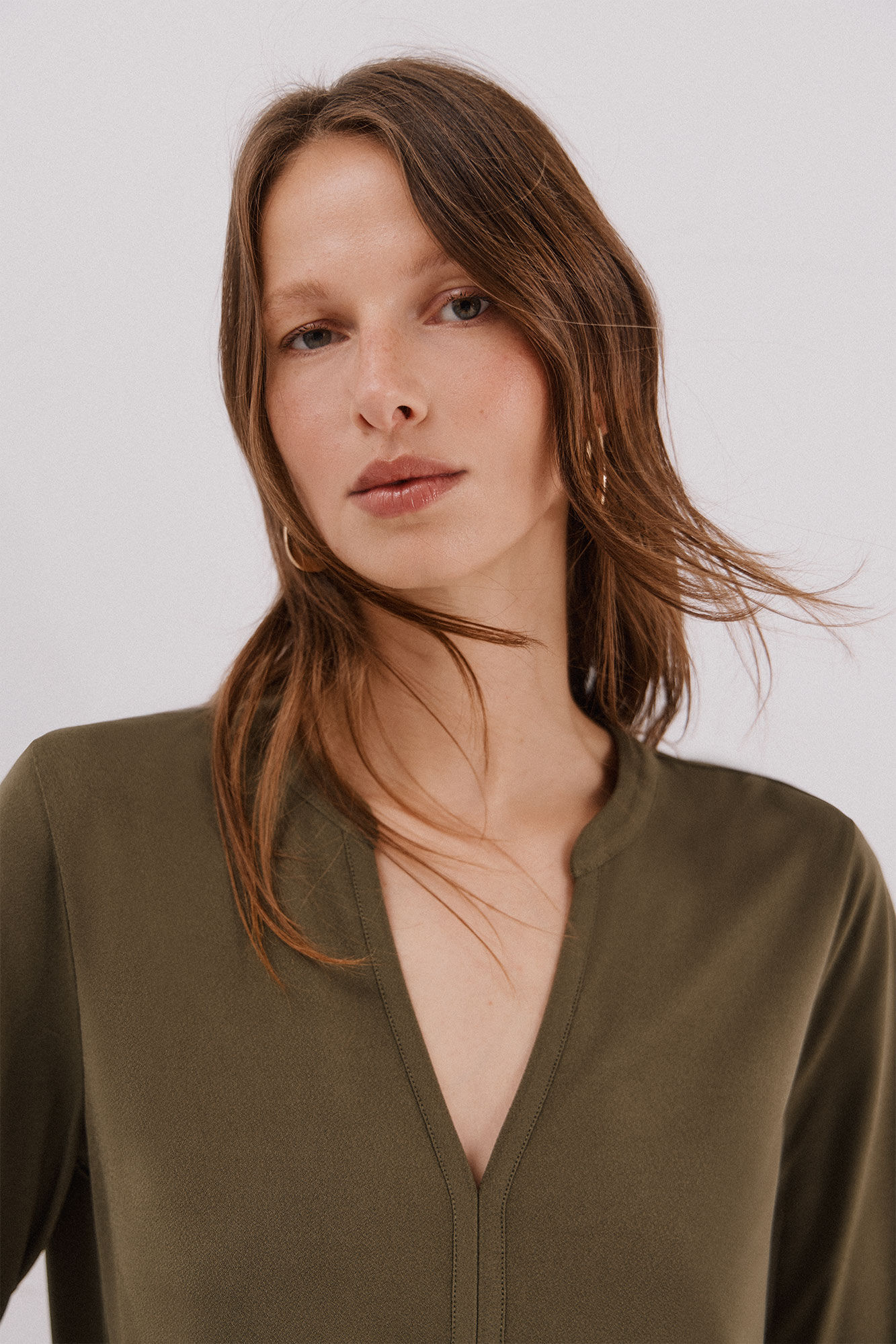 Cortefiel Basic top with mandarin collar