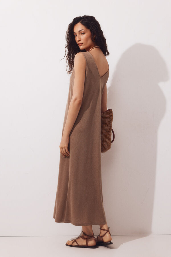 Cortefiel Vestido de malha com al&ccedil;as Tostado