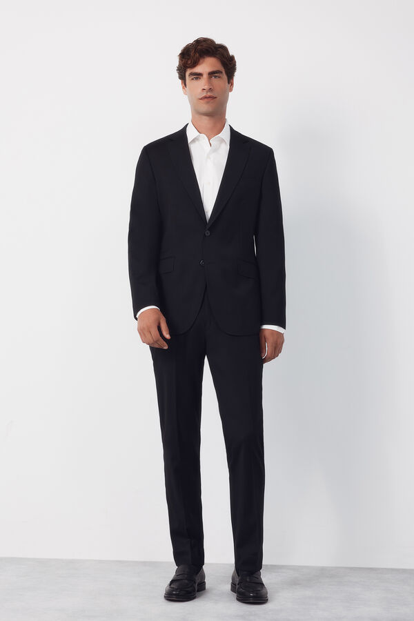 Cortefiel Black structured trousers Serie XXI Black