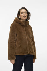 Cortefiel Short fur coat Brown