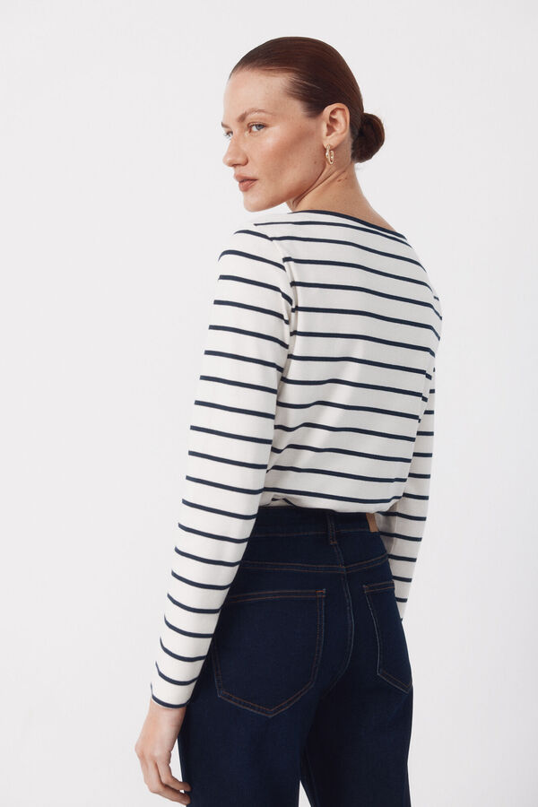 Cortefiel Camiseta cuello barco contraste Estampado blanco