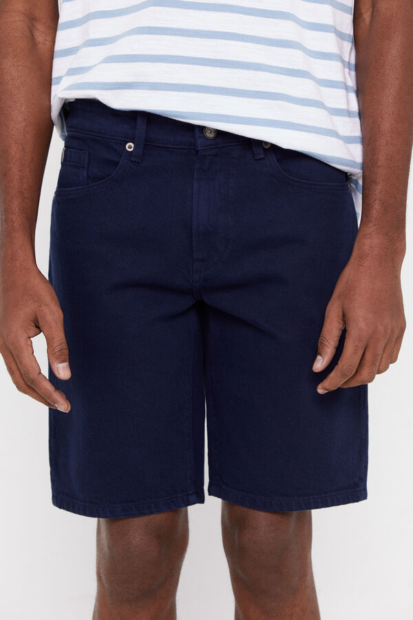 Cortefiel Coloured denim Bermuda shorts Navy