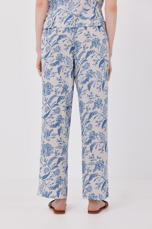 Cortefiel Pantal&oacute;n fluido estampado Estampado blanco