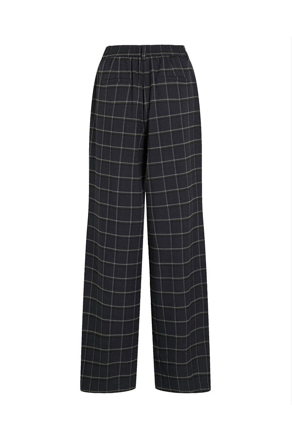 Vila Calça social xadrez com viscose Preto