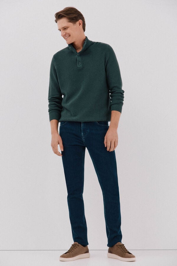 Cortefiel Structured cotton sweater  Dark green