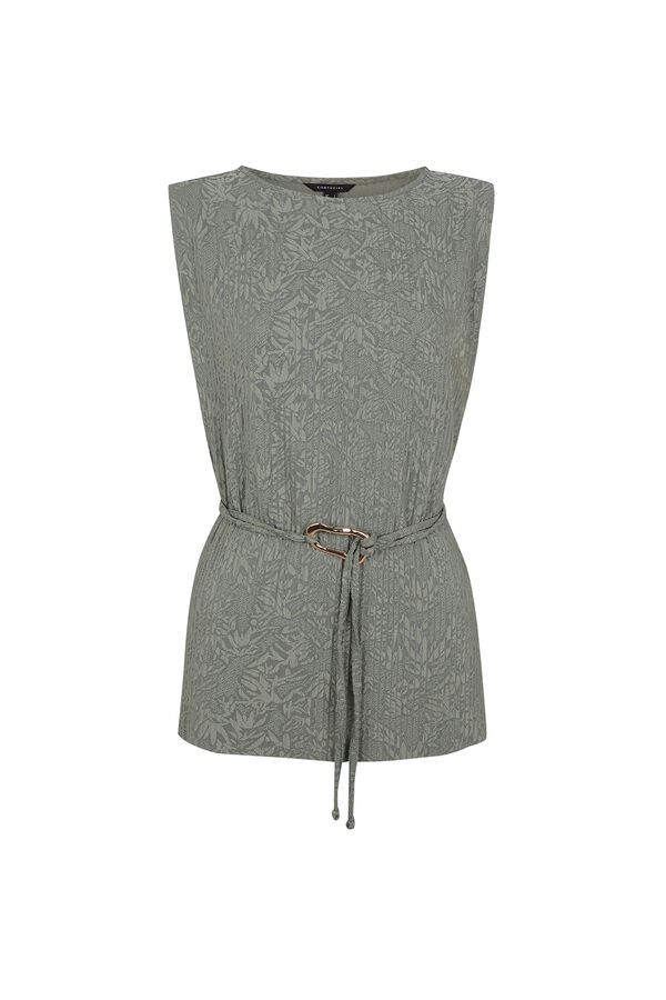 Cortefiel Jacquard buckle top Kaki