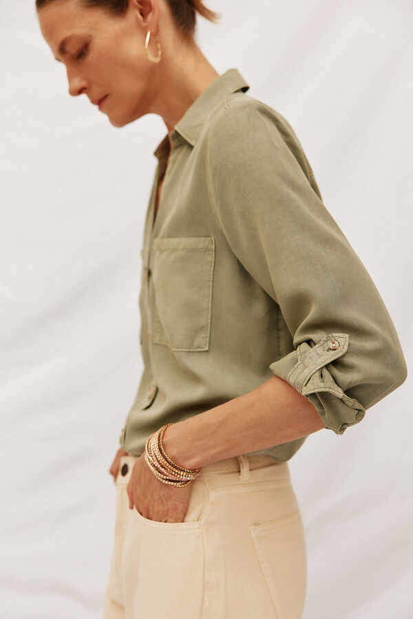 Cortefiel  tencel denim shirt Kaki