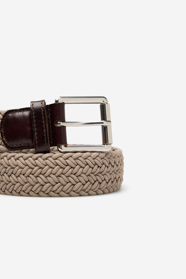 Cortefiel Elastic braided belt Camel