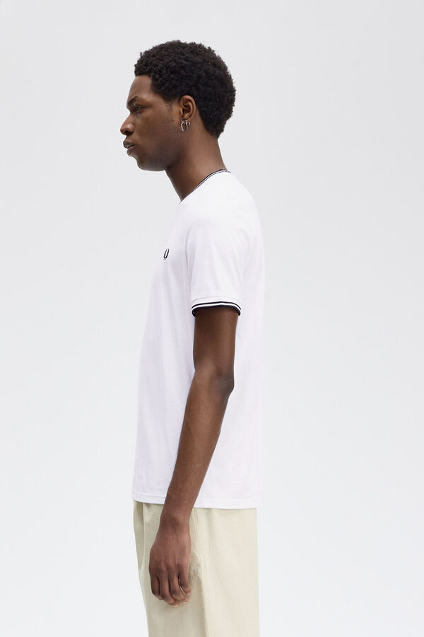 Fred Perry T-shirt masculina de manga curta  Branco