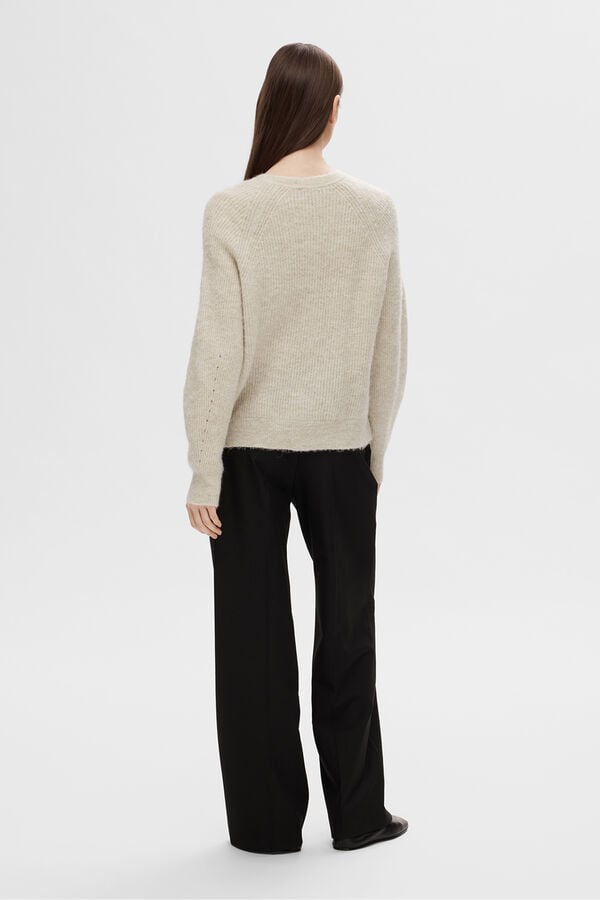 Selected Femme Casaco de malha de lã e alpaca. Tostado