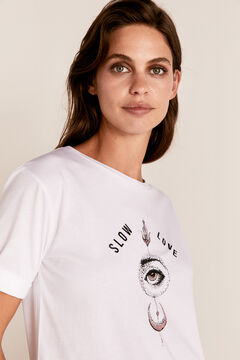 Cortefiel Eye boat neck t-shirt White
