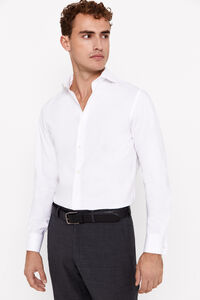 Cortefiel Plain Easy-iron dress shirt with double cuffs White