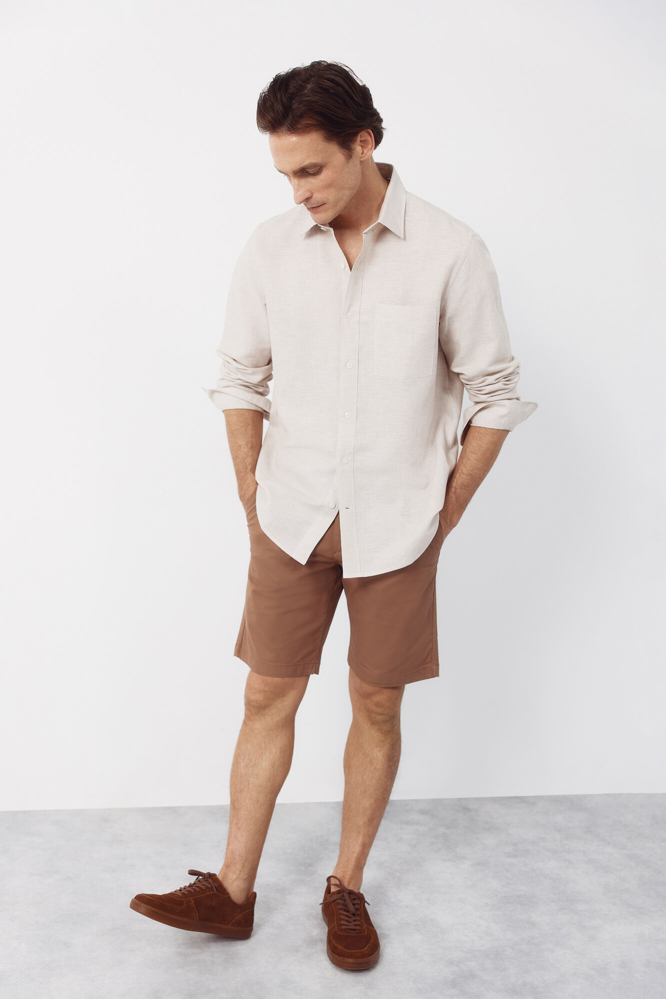 Cortefiel Striped linen cotton shirt