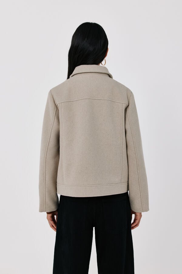 Cortefiel Short zip fastening jacket Beige