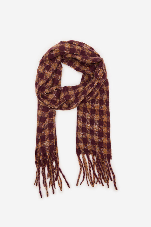 Cortefiel Thick plaid scarf Maroon