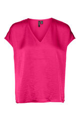 Cortefiel V-neck blouse with short sleeves. Pink