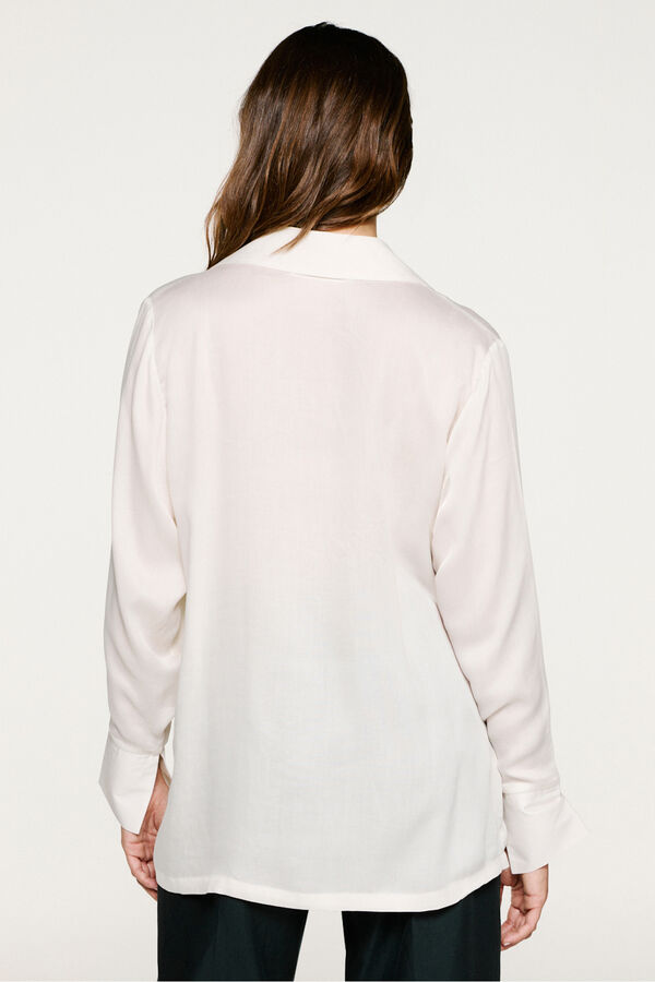 Selected Blusa gola V com detalhe metálico  Branco