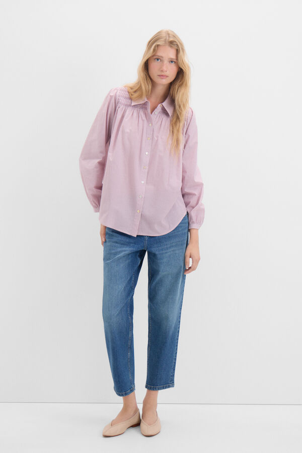 Cortefiel embroidered yoke shirt Lilac