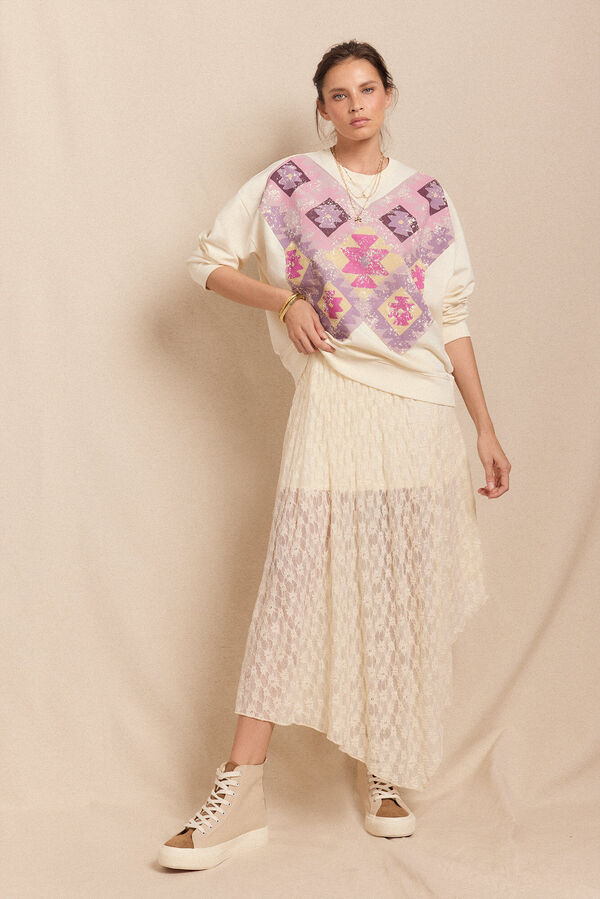 Slowlove Sweatshirt estampada Ecru