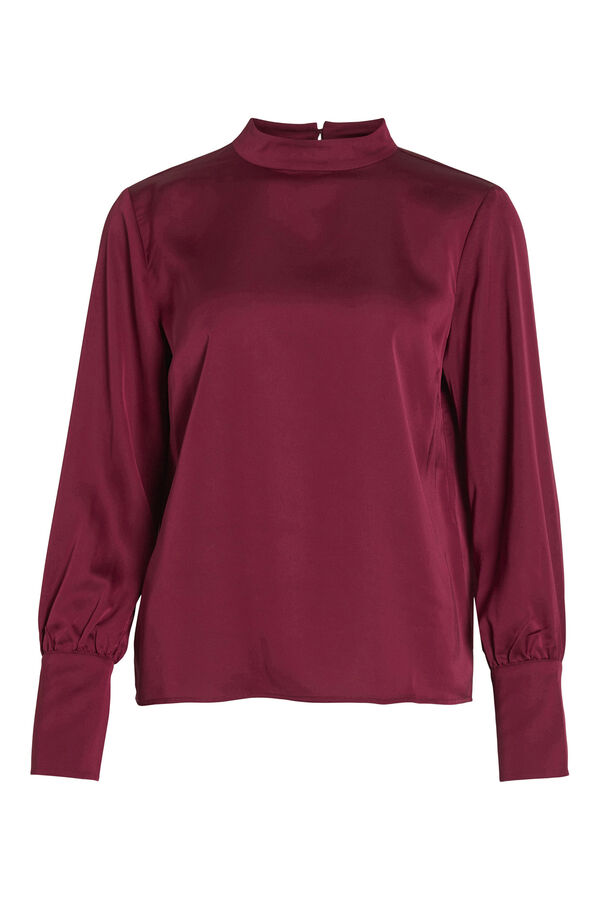 Cortefiel Satin-finish blouse with long sleeves Lilac
