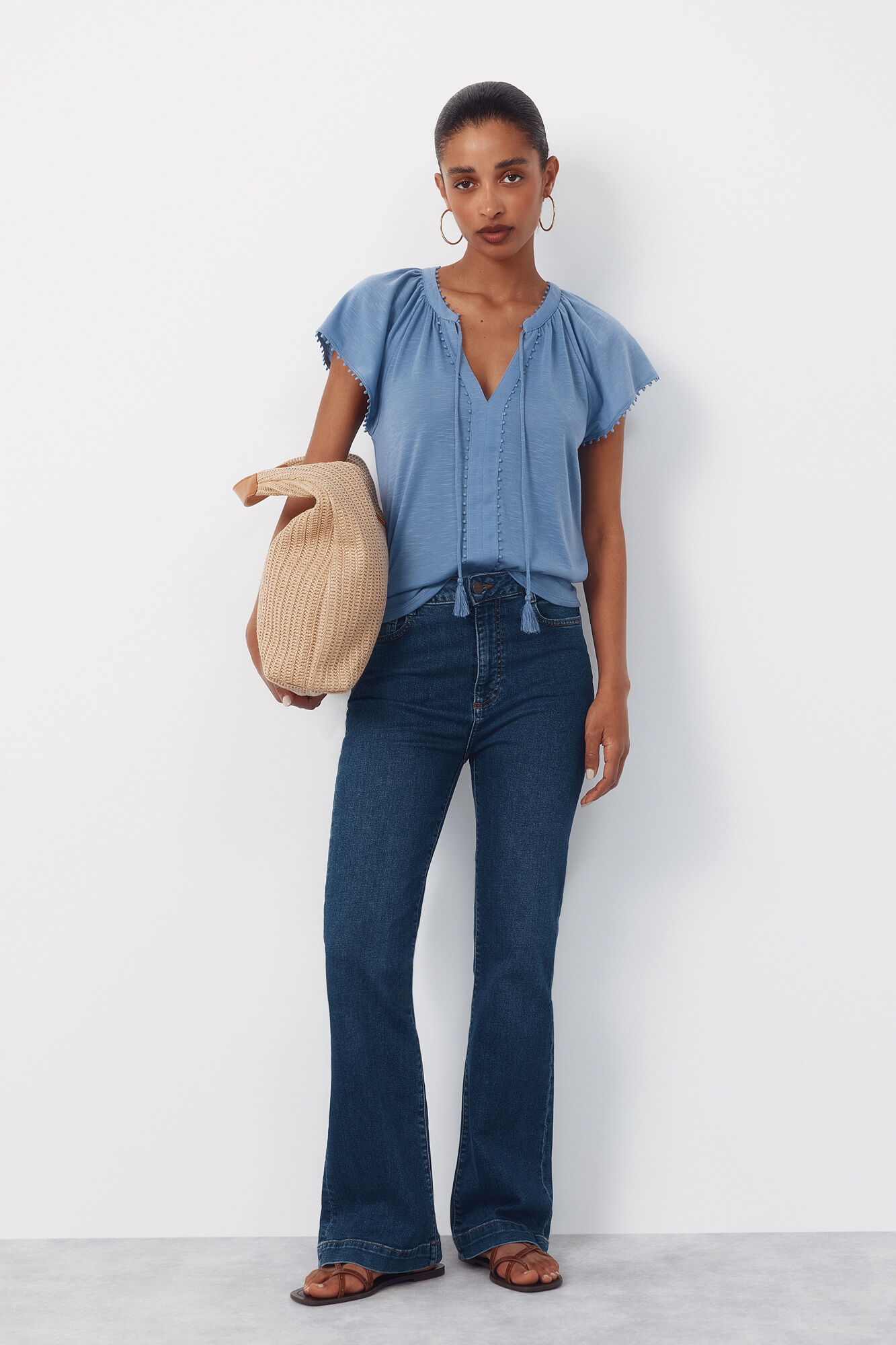 Cortefiel Camiseta fluida pasamanerias