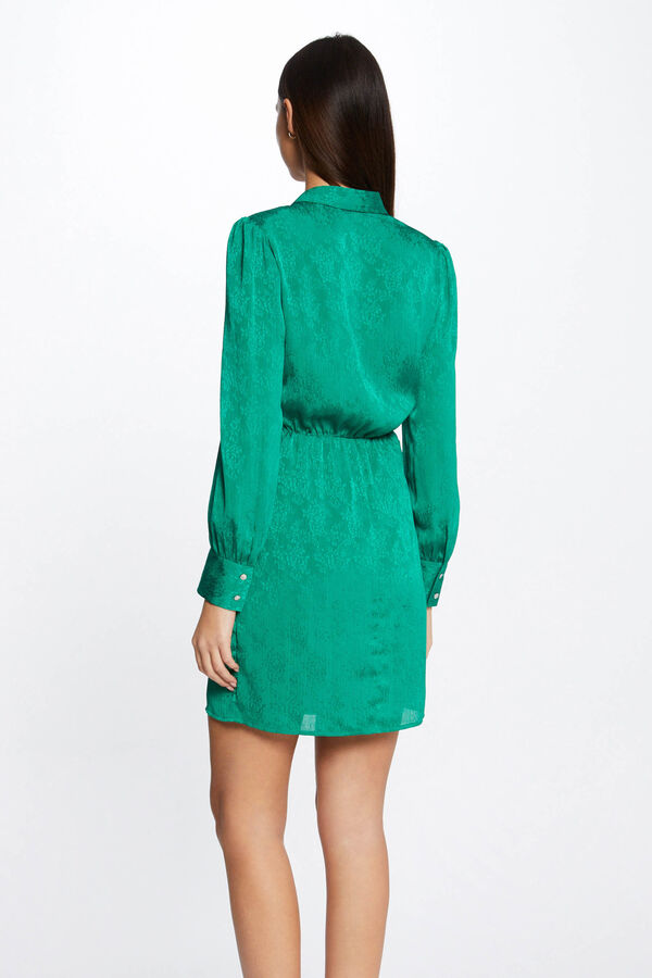 Cortefiel Straight draped printed dress Green