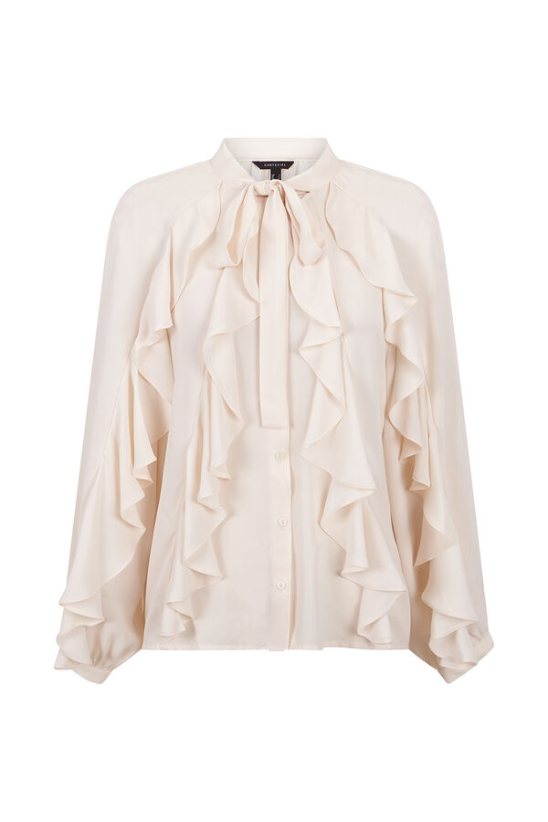 Cortefiel Blusa volante delantero Marfil